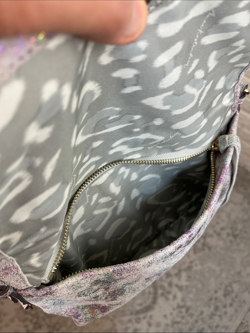 AIMEE KESTENBERG SUEDE LEATHER NUBUCK IRIDESCENT FOLDOVER CROSSBODY BAG GOLD - Picture 11 of 16